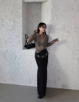 leopard leopard see-through T-shirt