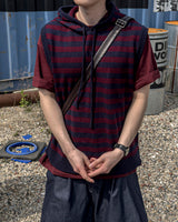 Broad Stripe Knit Hoodie Vest