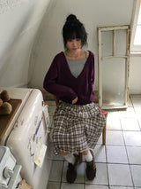 Noelle Vintage Check Banding Long Skirt