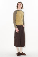 Detachable leopard print casual pants with multiple pockets and splicing design