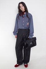 Classic striped long-sleeved shirt with replaceable photos.