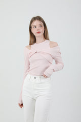 レイヤードツイストTシャツノースリーブセット Pink