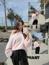 Angora wide shoulder loose fit knitwear