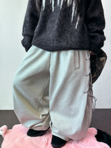 ロープラインリボンサイドセミバルーンワイドパンツ 🖤🤍 2カラーズ