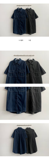 Lir boxy denim short-sleeved dress (2 colors)