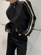 [CROP ITEM] Biker line leather jacket