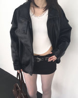 High neck leather jacket