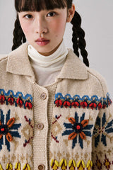 グリッドジャカードカーディガン [Beige]