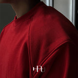 [HFORUS MADE]レイヤーショルダースウェットシャツ イン レッド