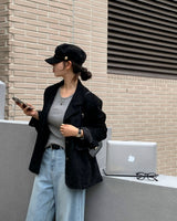 [アーリーオータム][Bellide made/ボーイフィット] INAF スエードスリットブレザージャケット