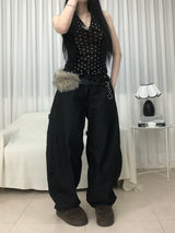 スタッズクロスワイドデニムパンツ