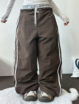 LOW-RISE NYLON TRACK WIDE PANTS 🖤🤎🩷💙4COLOR