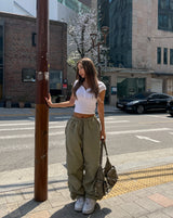 Laco Cap Sleeve Snap Button Crop Short Sleeve