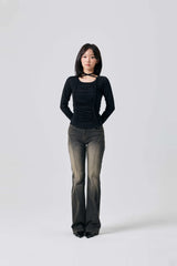 LISE SHIRRING TOP / BLACK