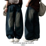 lipo pintuck washing denim wide pants