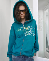 26SS★ HIGH NECK VINTAGE GRAPHIC HOODIE ZIP-UP