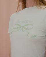 LOVE RIBBON CROP TSHIRT-MINT