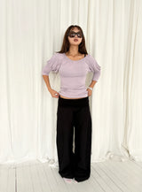 Shirring puff 3/4 sleeve T (2c)