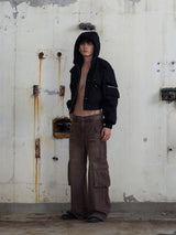 Circle Denim Bomber Jacket (Black)