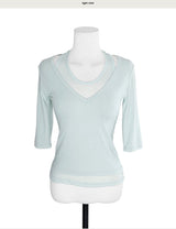 slow halter layer 3/4 sleeve top