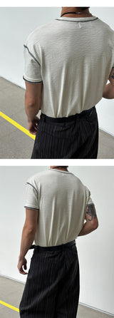 [MUSCLE FIT] ステッチラインハーフTシャツ(4color)