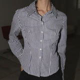 Garner Y2K Slim Fit Gingham Check Long Sleeve Shirt