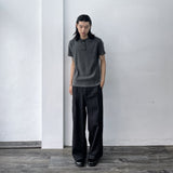 Faded Ribbed Henley Shirt