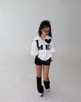 Heart patch oversized-fit hooded zip-up