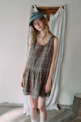 T/T ピオニー チェック ワンピース (brown)