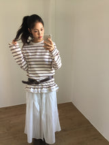 Lace Frill Hem Long Sleeve (3color)