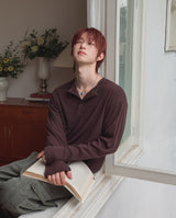 Finrun Fingerhole Henley Neck Long Sleeve