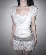 lace rosy puff tee (4colors)