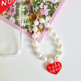 [MADE]Red Love-Pearl Pink Beads Strap