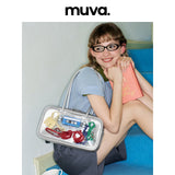 muva. ビーズ ショルダー ホーボーバッグ ジェニュインレザー アンダーアームバッグ ニッチ デザイン