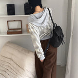 テメットカラーストライプ2WAYワッフルフードジップアップ
