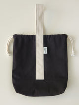 Simple line mini string pouch bag - black