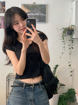 Slim Crop Short Sleeve T-Shirt (4color)