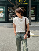 LMN Standard V-Neck Henley Neck Short Sleeve Tee (6 colors)
