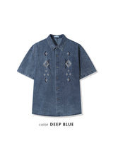 No.1284 pattern denim half SHIRT