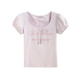 Cora Puff Sleeve Lettering Top