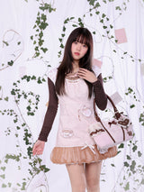 ROSE ISLAND Vanilla Strong Tea Spring Feeling Heavy Embroidery Floral Teapot Applique Hand-Sewn Beads and Sequins Dress