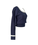 Joy color combination polo shibori long sleeve twist knit (5 colors)