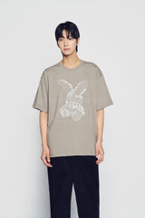 24FW レタリングラビットショートスリーブTシャツライトココア