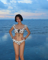 Dot ribbon dot frill bikini