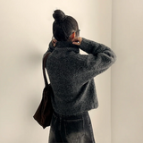 Hani cozy high neck button cardigan