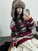 ノルディックスノーフラワーディアニット🦌❤💙🩶3COLOR
