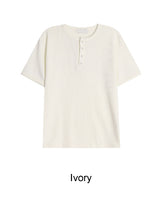 Lowden Slim Ribbed Henley Neck Short Sleeve Tee