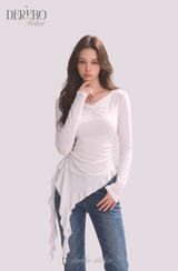 サイドシャーリングレディロングスリーブTシャツ
