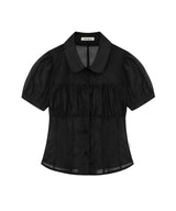 シャーリングシアーブラウス ブラック