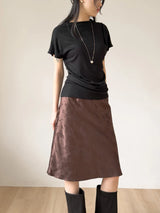 Brick Shirred Cap Sleeve T-shirt